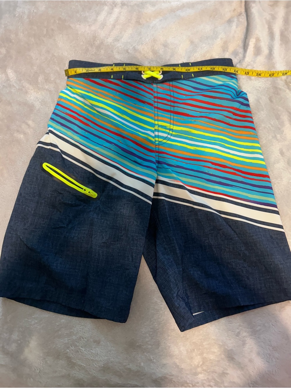 wonder nation Navy and Multicolor Striped Swim Board Shorts